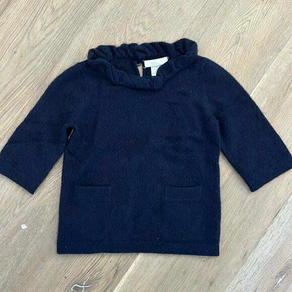 Crewcuts 100% Cashmere Blue Sweater with 2 front pockets and ruffle neck (10) - Picture 1 of 6
